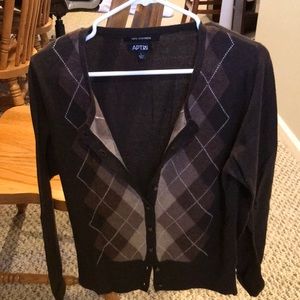 Brown Argyle Cashmere Cardigan